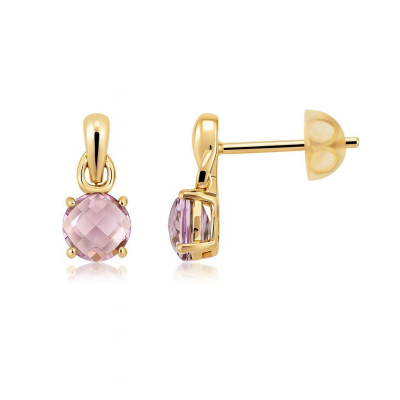 Boucles d'oreilles Pendantes Améthyste Taille Rose Or Jaune 750