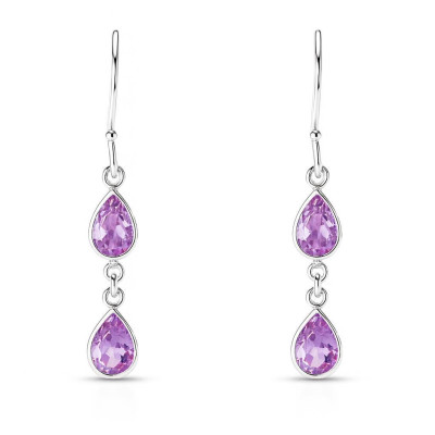 Boucles d'oreilles pendantes Améthystes poires