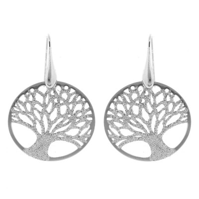 Boucles d'oreilles pendantes Arbre de vie en Argent 925