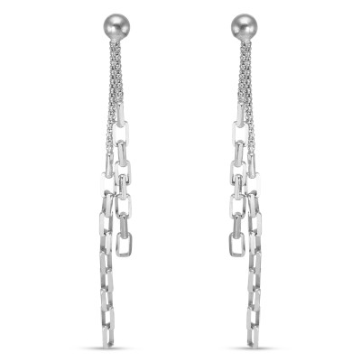 Boucles d'oreilles pendantes Argent 925 2 Chaînettes