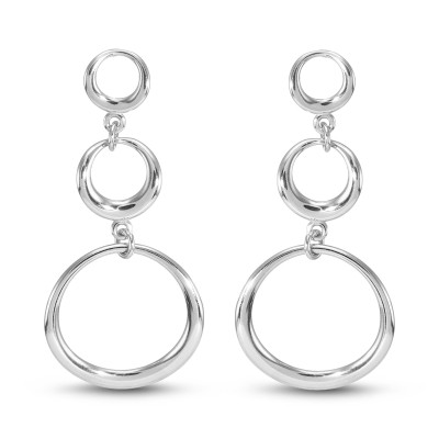 Boucles d'oreilles pendantes Argent 925 3 cercles