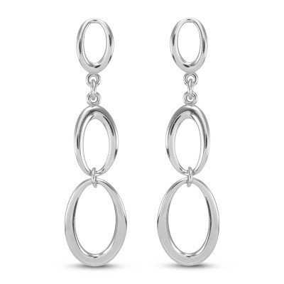 Boucles d'oreilles pendantes Argent 925 3 ovales