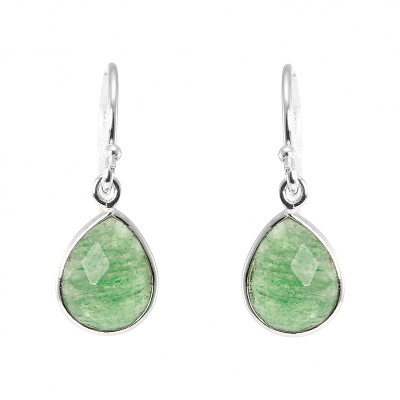 Boucles d'oreilles Pendantes Argent 925  Aventurine Poire facettée 9x7mm