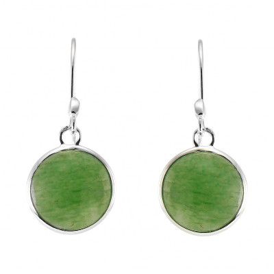 Boucles d'oreilles Pendantes Argent 925  Aventurine Ronde 12mm