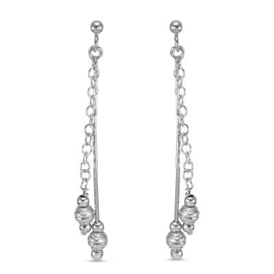 Boucles d'oreilles pendantes Argent 925 Boules d'argent texturées
