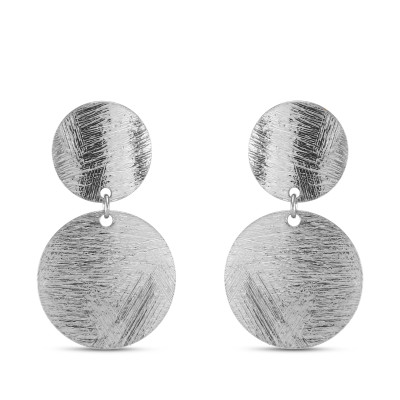 Boucles d'oreilles pendantes Argent 925 Cercles brossés