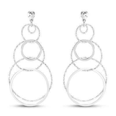 Boucles d'oreilles pendantes Argent 925 Cercles ciselés