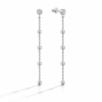 Boucles d'oreilles pendantes Argent 925 Chaînette perlée