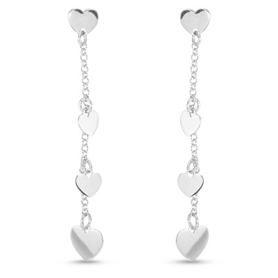 Boucles d'oreilles pendantes Argent 925 coeur sur chaînette