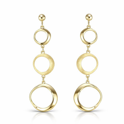 Boucles d'oreilles pendantes Argent 925 doré 3 cercles