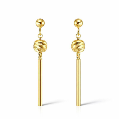Boucles d'oreilles pendantes Argent 925 doré boule d'argent et barre