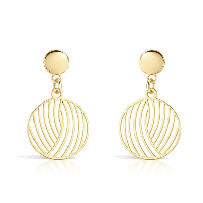Boucles d'oreilles pendantes Argent 925 doré Cercle ajouré