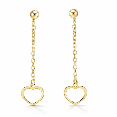 Boucles d'oreilles pendantes Argent 925 doré Coeur