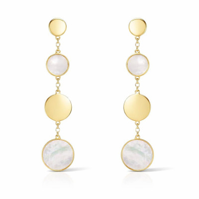 Boucles d'oreilles pendantes Argent 925 doré Disque nacre