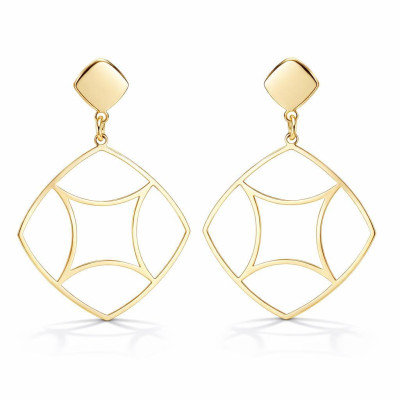 Boucles d'oreilles pendantes Argent 925 doré Forme géométrique