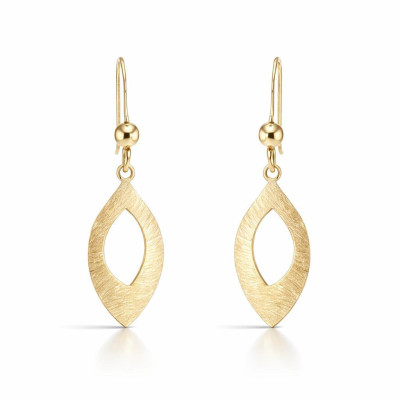 Boucles d'oreilles pendantes Argent 925 doré Navette brossée