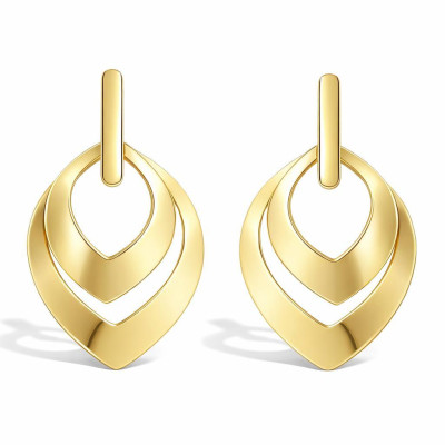 Boucles d'oreilles pendantes Argent 925 doré Navette