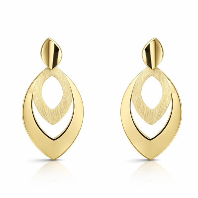 Boucles d'oreilles pendantes Argent 925 doré Navettes