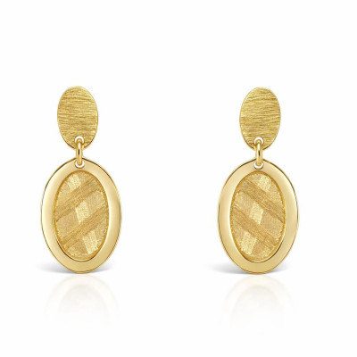 Boucles d'oreilles pendantes Argent 925 doré Ovale brossé