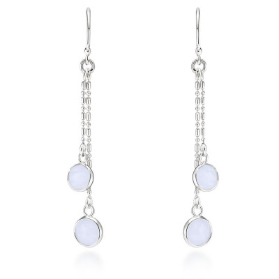 Boucles d'oreilles Pendantes Argent 925 et Calcédoine