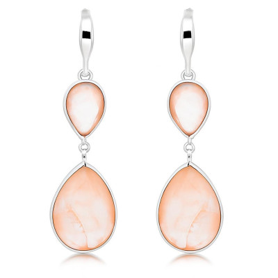 Boucles d'oreilles Pendantes Argent 925 et Quartz Roses Poires