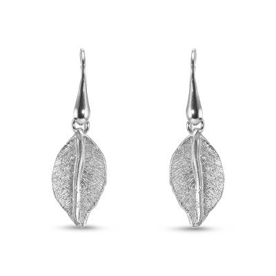 Boucles d'oreilles pendantes Argent 925 Feuille