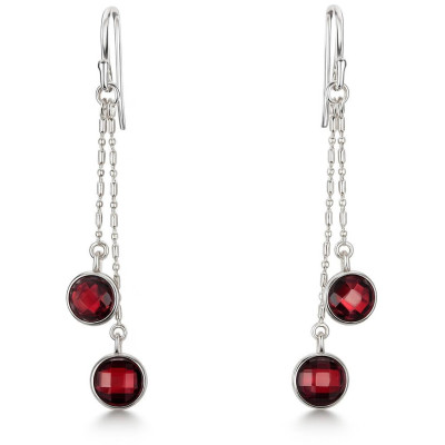 Boucles d'oreilles Pendantes Argent 925 Grenat