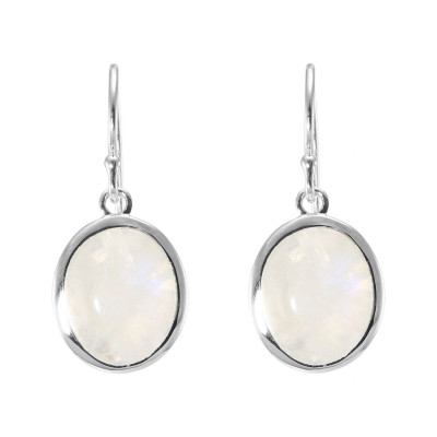 Boucles d'oreilles Pendantes Argent 925 Labradorite Ovale 12x10mm