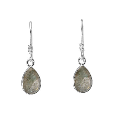 Boucles d'oreilles Pendantes Argent 925 Labradorite Poire 10x7mm