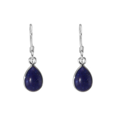Boucles d'oreilles Pendantes Argent 925 Lapis Lazuli Poire 10x7mm