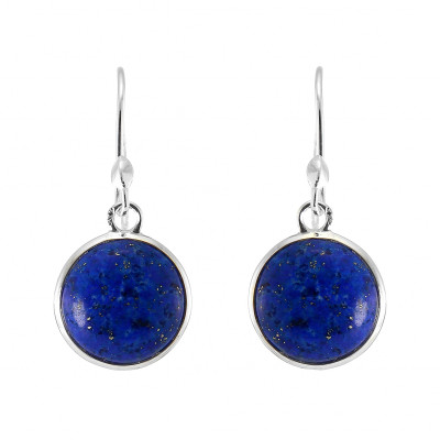 Boucles d'oreilles Pendantes Argent 925  Lapis lazuli Rond 12mm