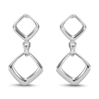 Boucles d'oreilles pendantes Argent 925 Losanges texturés