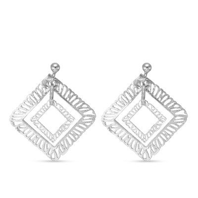Boucles d'oreilles pendantes Argent 925 Losanges texturés