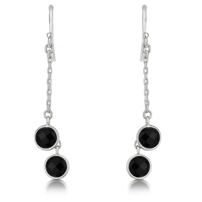 Boucles d'oreilles Pendantes Argent 925 Onyx