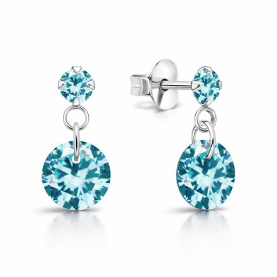 Boucles d'oreilles pendantes Argent 925 Oxyde de zirconium bleu