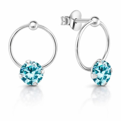 Boucles d'oreilles pendantes Argent 925 Oxyde de zirconium bleu