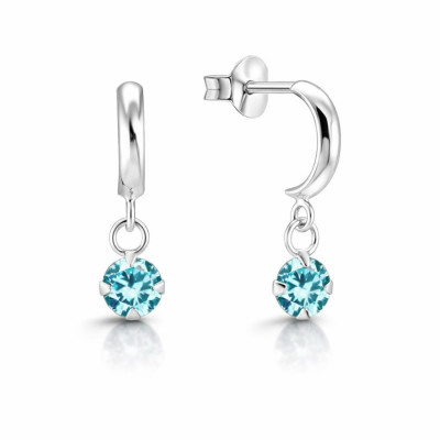 Boucles d'oreilles pendantes Argent 925 Oxyde de zirconium bleu