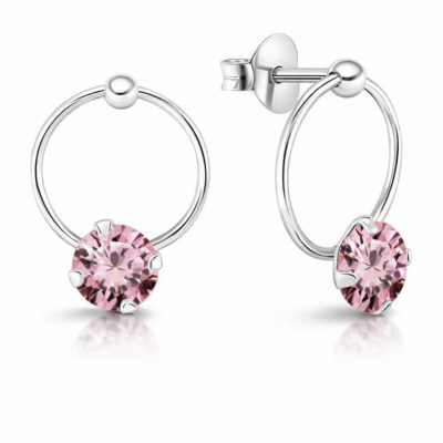 Boucles d'oreilles pendantes Argent 925 Oxyde de zirconium rose