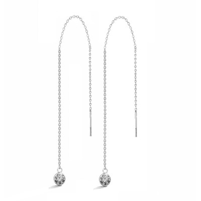 Boucles d'oreilles pendantes Argent 925 Oxyde de zirconium sur chaînette