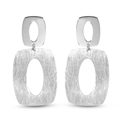 Boucles d'oreilles pendantes Argent 925 Rectangles 2 textures