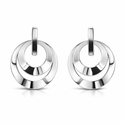 Boucles d'oreilles pendantes Argent 925 rhodié Cercles