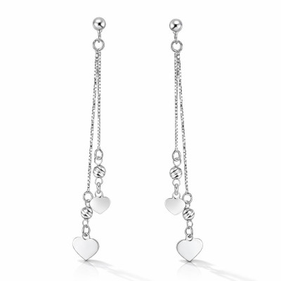 Boucles d'oreilles pendantes Argent 925 rhodié Coeurs