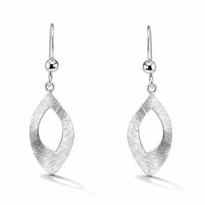 Boucles d'oreilles pendantes Argent 925 rhodié Navette brossée