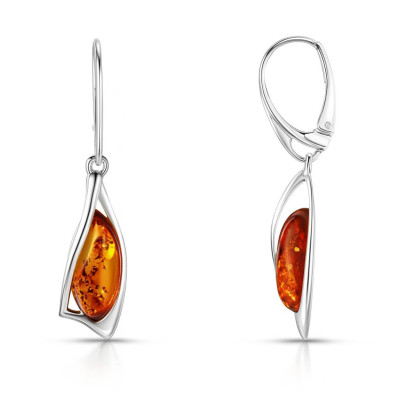 Boucles d'oreilles Pendantes Argent Ambre Moderne