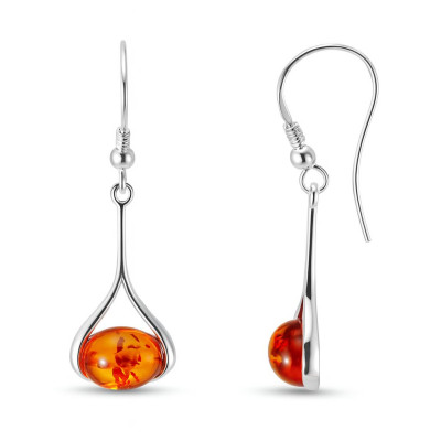 Boucles d'oreilles Pendantes Argent Ambre 