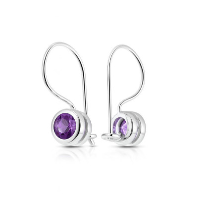 Boucles d'oreilles pendantes  Argent Améthyste 5mm