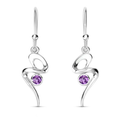 Boucles d'oreilles Pendantes Argent Améthyste motif S
