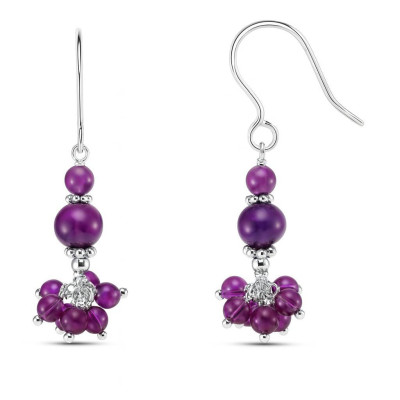 Boucles d'oreilles pendantes Argent  Améthyste