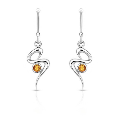 Boucles d'oreilles Pendantes Argent  Citrine Motif S