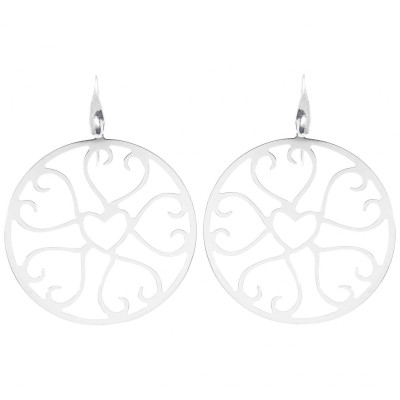 Boucles d'oreilles pendantes argent coeurs